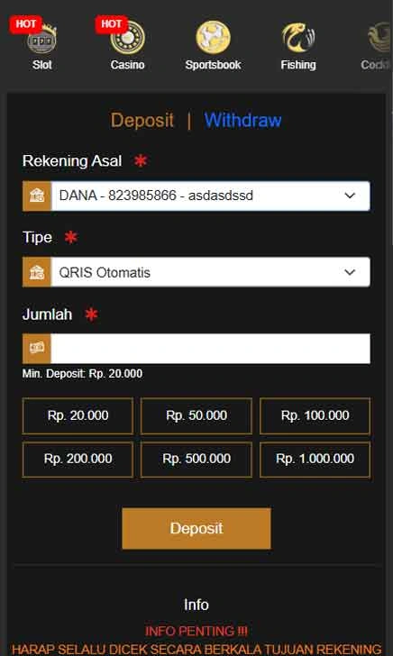 deposit Sidak Toto