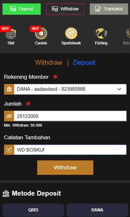 withdraw Sidak Toto